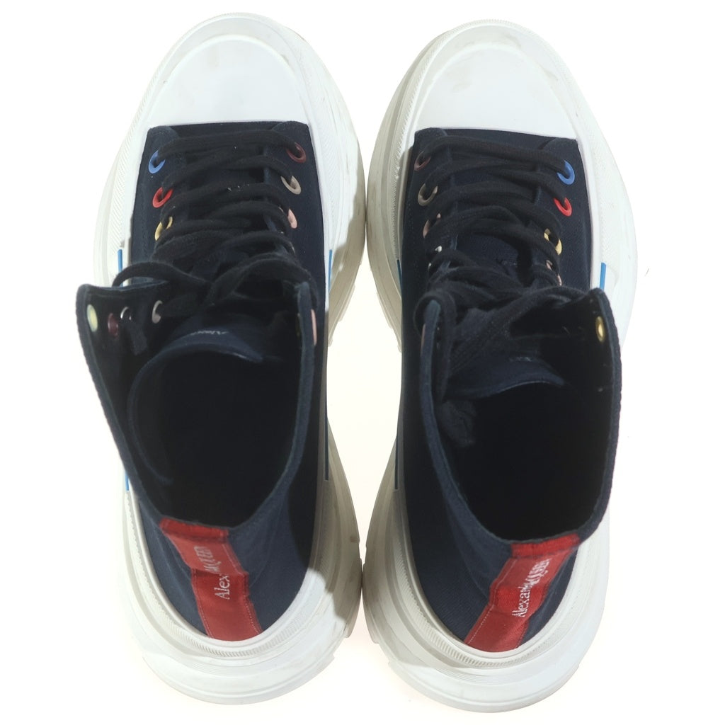 Alexander McQueen(アレキサンダーマックイーン) トレッドスリック キャンバス レースアップ ハイカットスニーカー ネイビー/ホワイト 604254