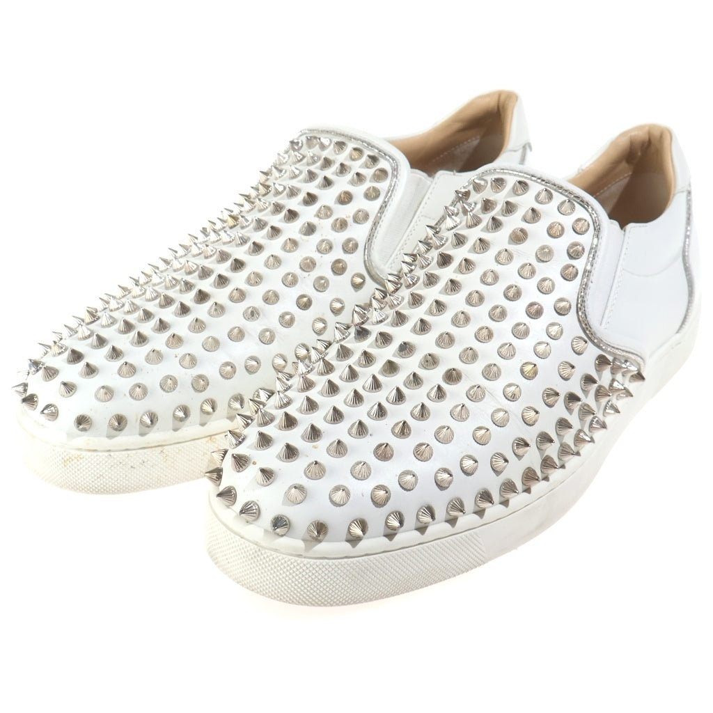 CHRISTIAN LOUBOUTIN(クリスチャンルブタン) Sailor Boat Orlato Spikes セーラーボート スパイクスタッズ レザー ローカットスニーカー スリッポン ホワイト