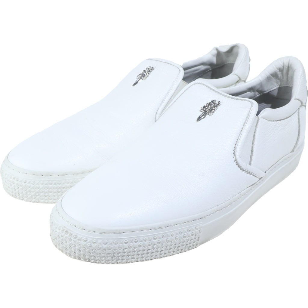 CHROME HEARTS(クロムハーツ) SLIP ON CHプラス レザーパッチ ダガー ローカットスニーカー スリッポン ホワイト
