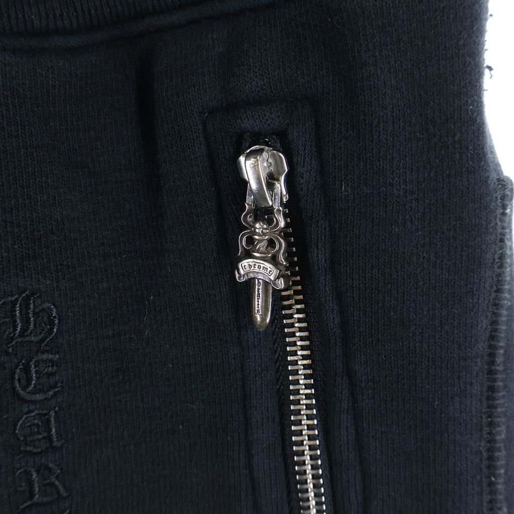 CHROME HEARTS(クロムハーツ) Y NOT ワイノット CHプラス レザーパッチ ロゴ刺繍 ダガージップ スウェット パンツ ブラック