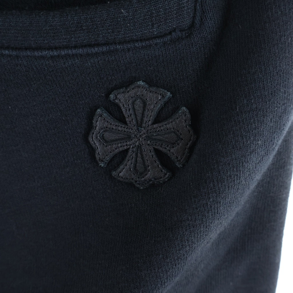 CHROME HEARTS(クロムハーツ) Y NOT ワイノット CHプラス レザーパッチ ロゴ刺繍 ダガージップ スウェット パンツ ブラック