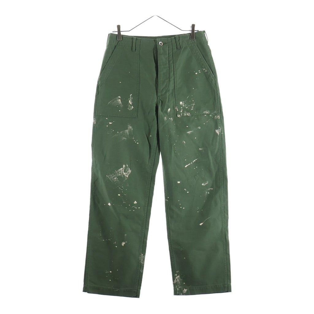 AURALEE(オーラリー) 25AW WASHED BAGGY SATIN BLEACHED BAKER PANTS ウォッシュド バギー サテン ブリーチ ペイント加工 ベイカーパンツ ミリタリーパンツ カーキ A25AP01BP