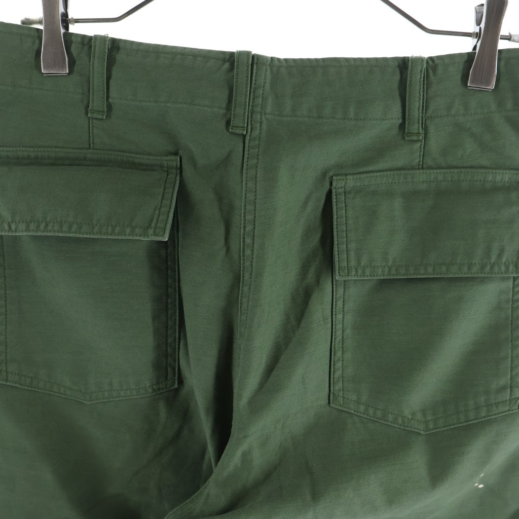 AURALEE(オーラリー) 25AW WASHED BAGGY SATIN BLEACHED BAKER PANTS ウォッシュド バギー サテン ブリーチ ペイント加工 ベイカーパンツ ミリタリーパンツ カーキ A25AP01BP