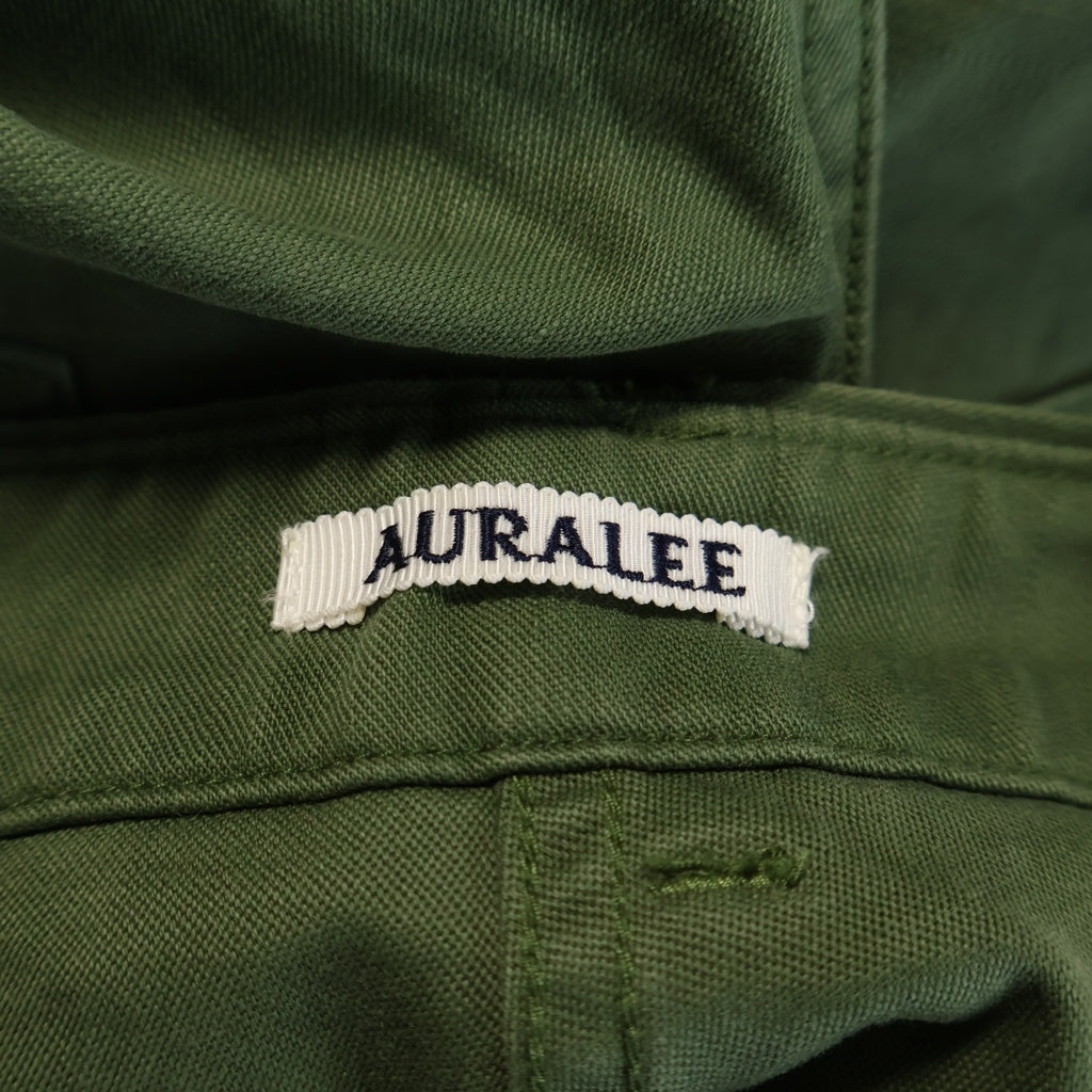 AURALEE(オーラリー) 25AW WASHED BAGGY SATIN BLEACHED BAKER PANTS ウォッシュド バギー サテン ブリーチ ペイント加工 ベイカーパンツ ミリタリーパンツ カーキ A25AP01BP