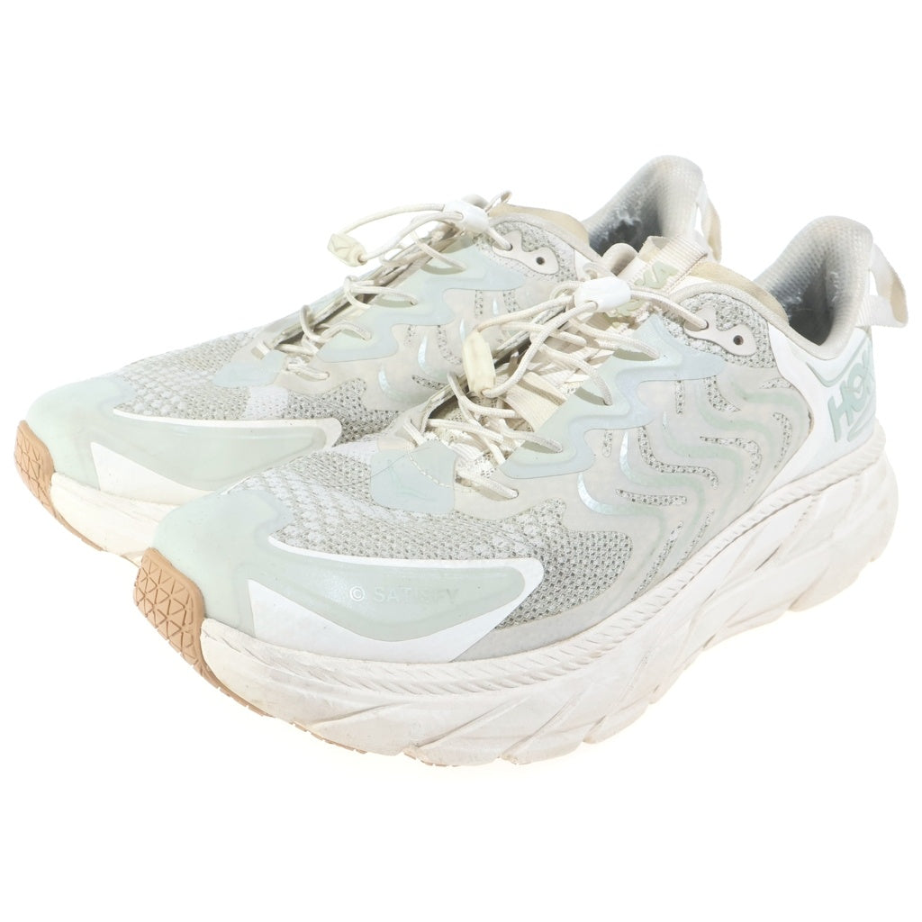 HOKA ONE ONE(ホカオネオネ) ×SATISFY CLIFTON LS CELADON TINT サティスファイ クリフトン セラドンティント ローカットスニーカー ホワイト US9/27cm 1143450-CTWW