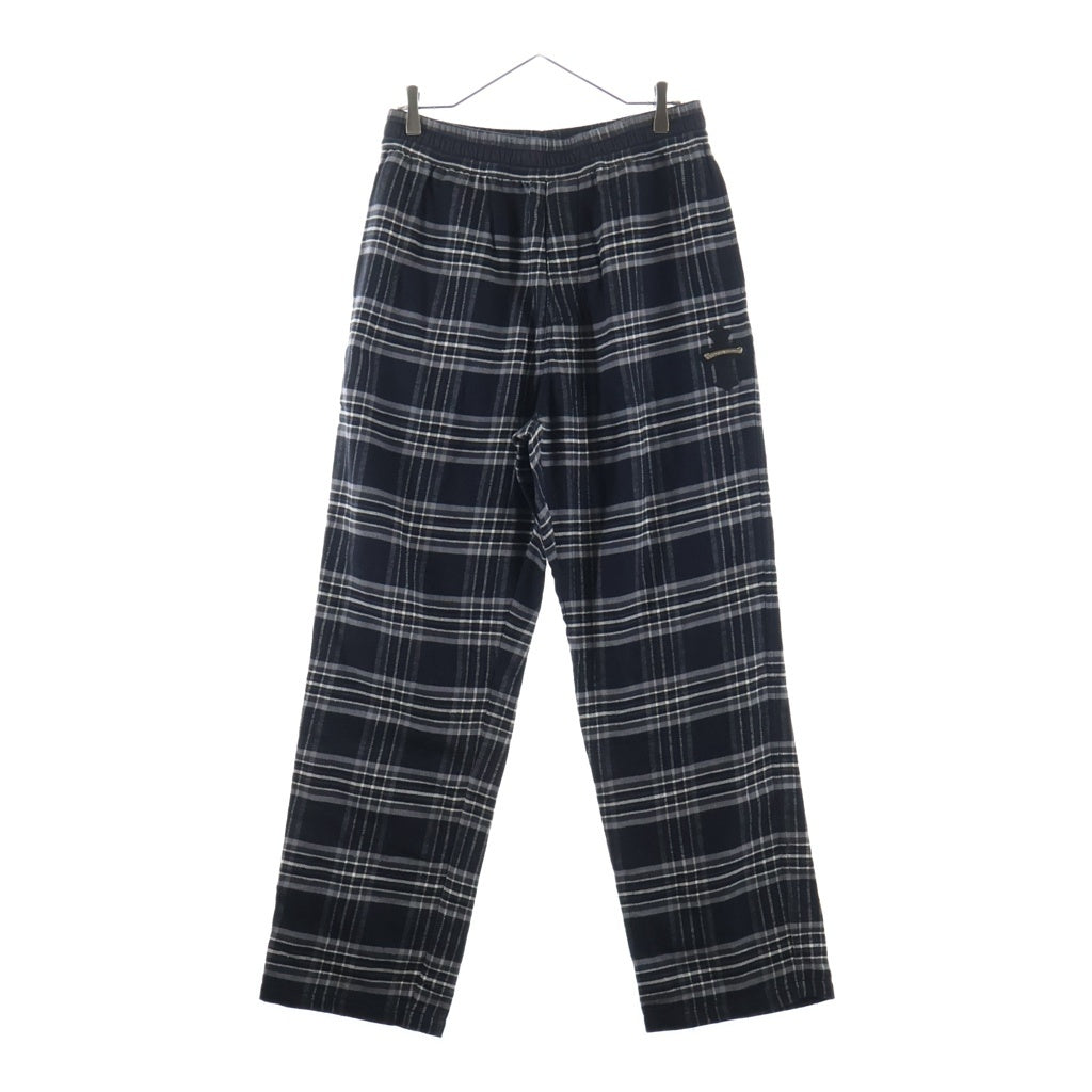 CHROME HEARTS(クロムハーツ) After School Flannel Check Pants アフタースクール レザークロスパッチ フランネル チェックロングパンツ ネイビー -