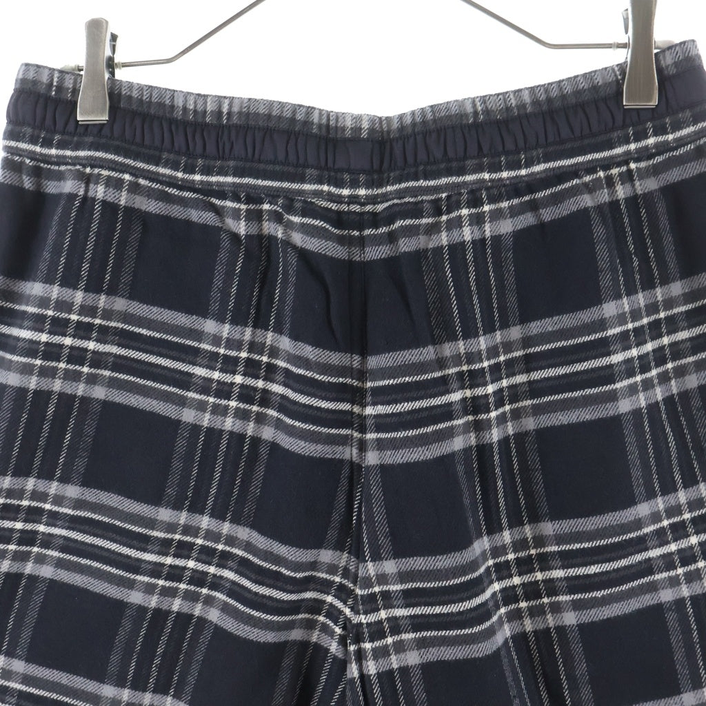 CHROME HEARTS(クロムハーツ) After School Flannel Check Pants アフタースクール レザークロスパッチ フランネル チェックロングパンツ ネイビー -