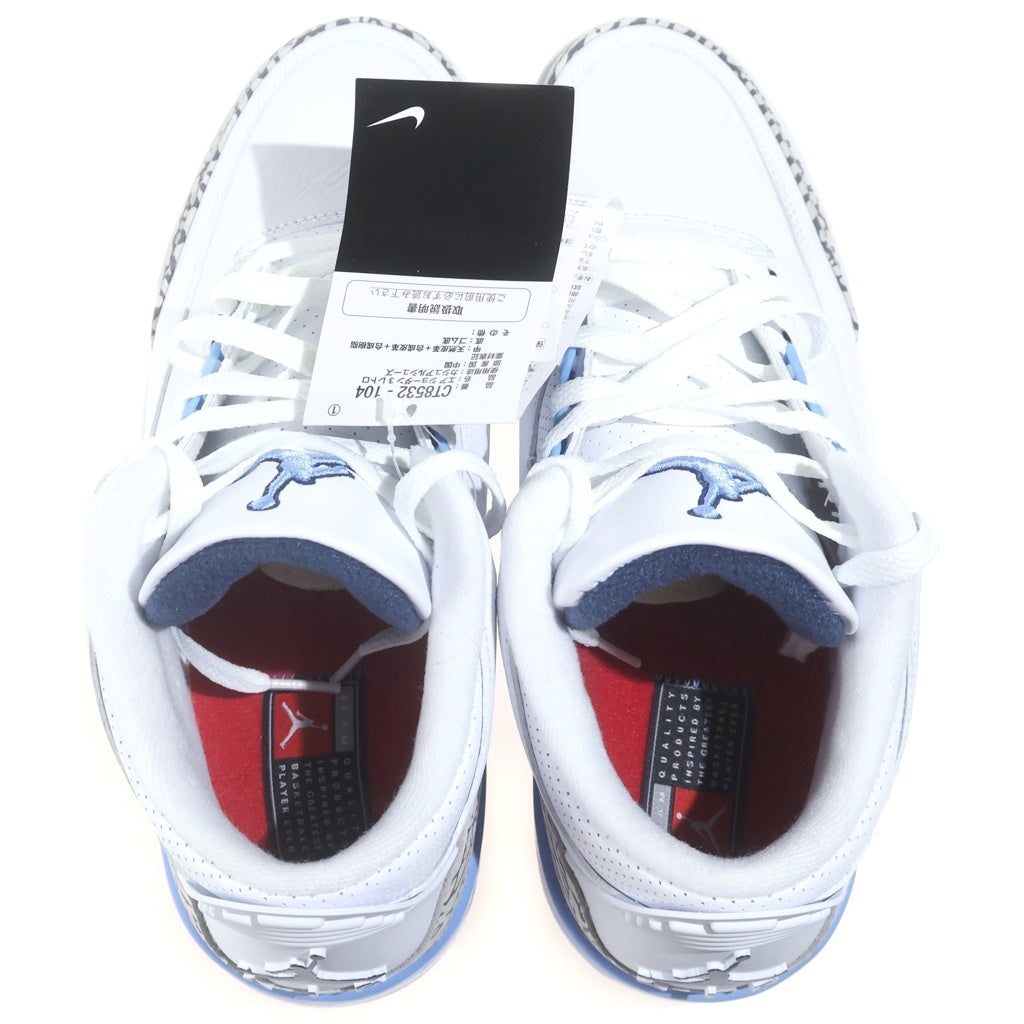 NIKE(ナイキ) AIR JORDAN 3 RETRO UNC エアジョーダン3 レトロ ローカットスニーカー ホワイト/ブルー US9.5/27.5cm CT8532-104