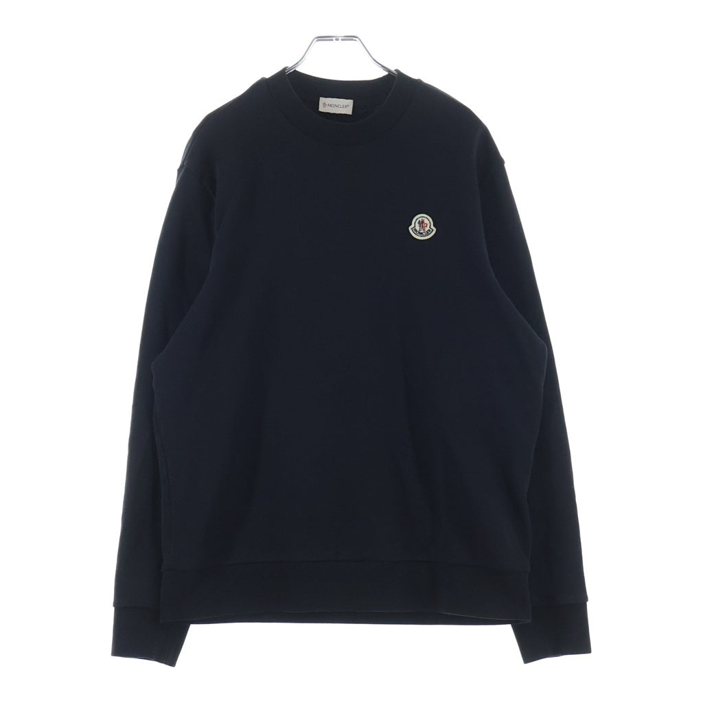 MONCLER(モンクレール) 25SS フロントロゴワッペン クルーネック ロングスリーブ 長袖スウェット トレーナー ブラック K10918G00073 809KR