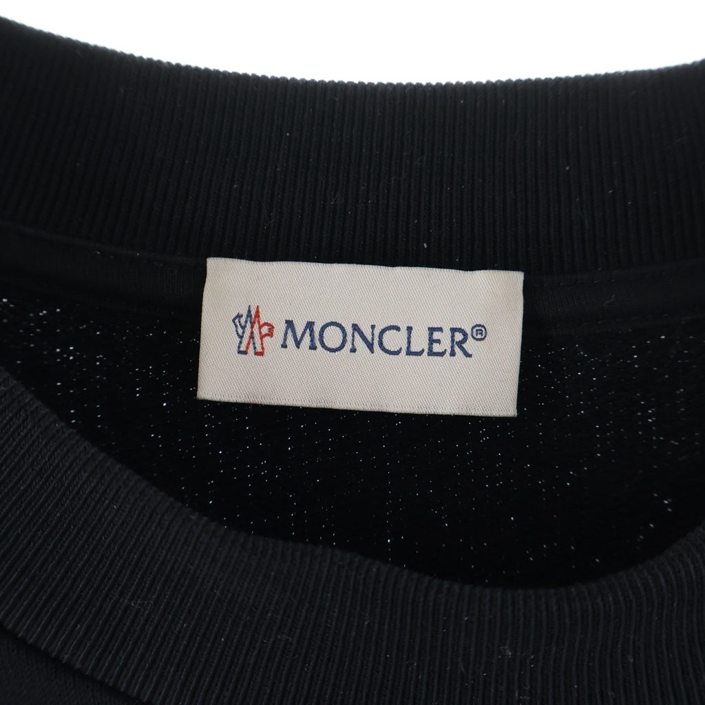 MONCLER(モンクレール) 25SS フロントロゴワッペン クルーネック ロングスリーブ 長袖スウェット トレーナー ブラック K10918G00073 809KR