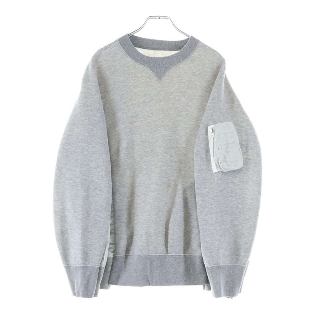 Sacai(サカイ) 25SS ナイロン切替ドッキング プルオーバー スウェット トレーナー グレー SCM-221