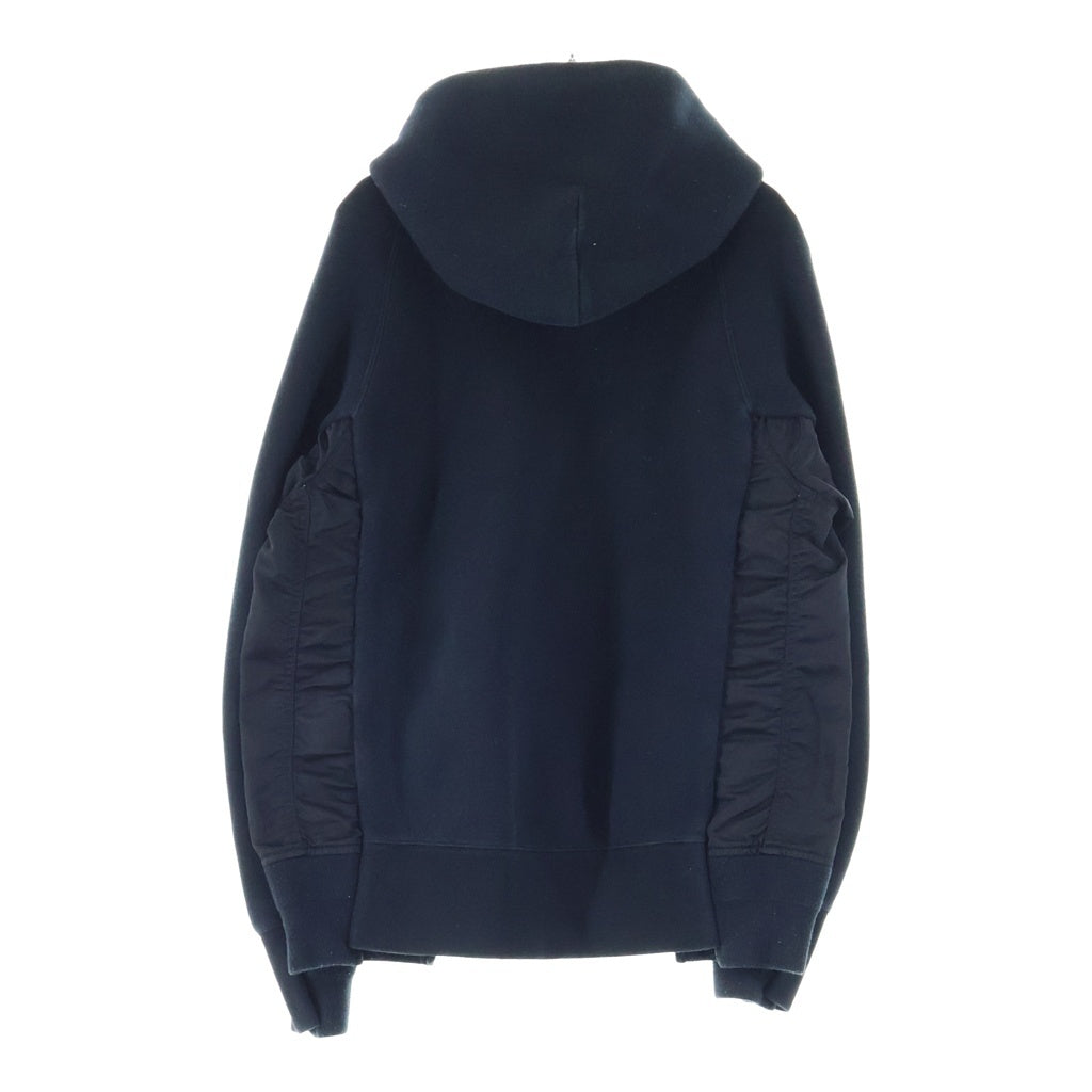 Sacai(サカイ) 23SS ナイロン切替ドッキング フーデッド プルオーバー スウェット パーカー ブラック SCM-057