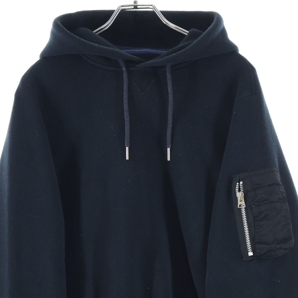 Sacai(サカイ) 23SS ナイロン切替ドッキング フーデッド プルオーバー スウェット パーカー ブラック SCM-057