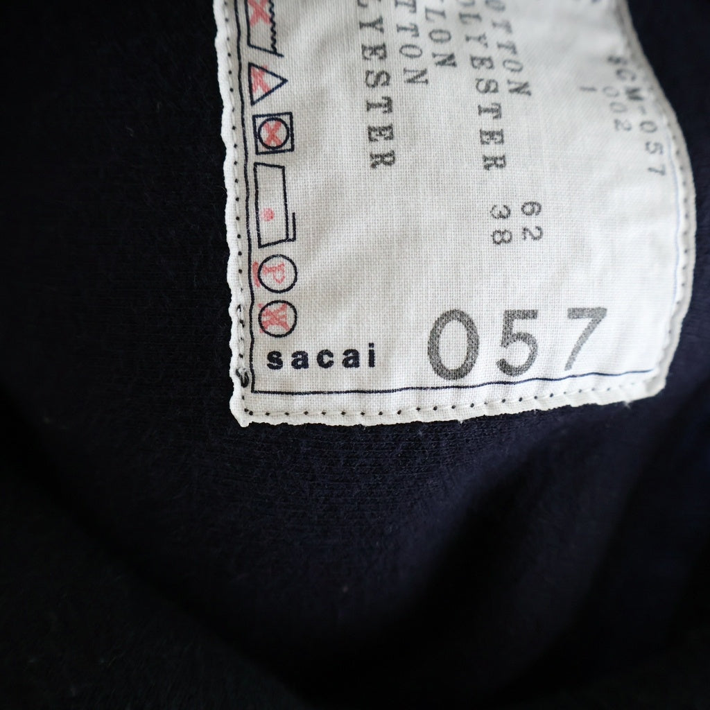 Sacai(サカイ) 23SS ナイロン切替ドッキング フーデッド プルオーバー スウェット パーカー ブラック SCM-057