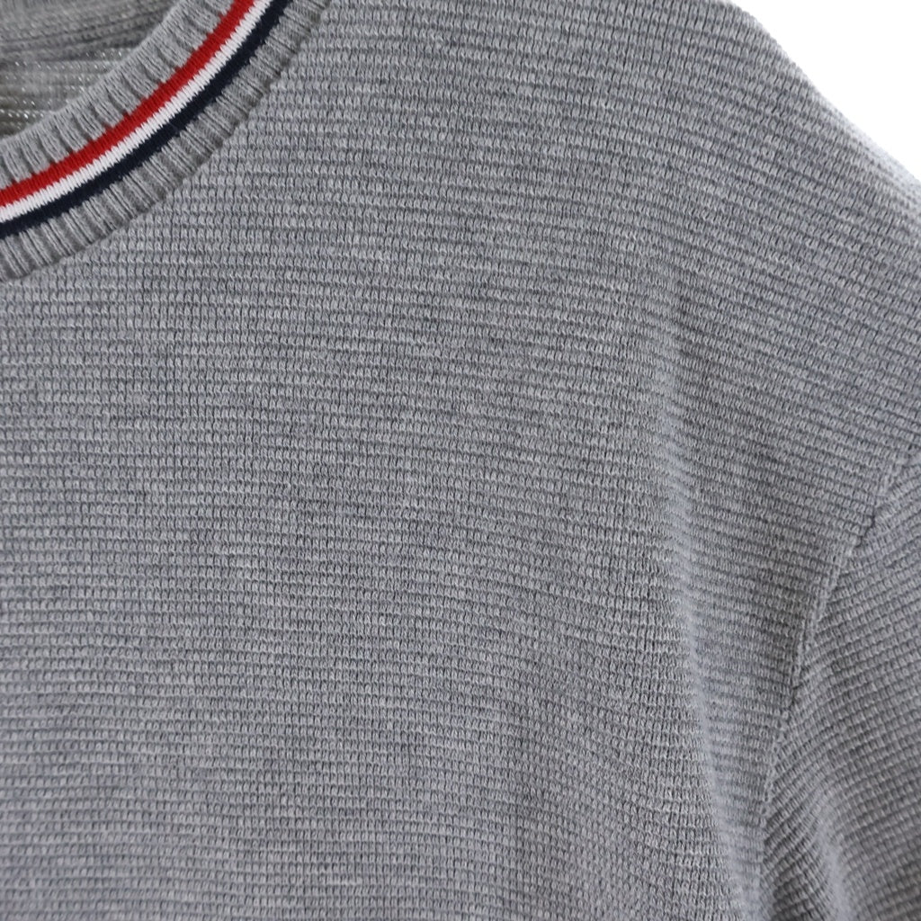THOM BROWNE(トムブラウン) コットンワッフル リブ カフ クルーネック 半袖Tシャツ グレー MJS287A-J0216-055