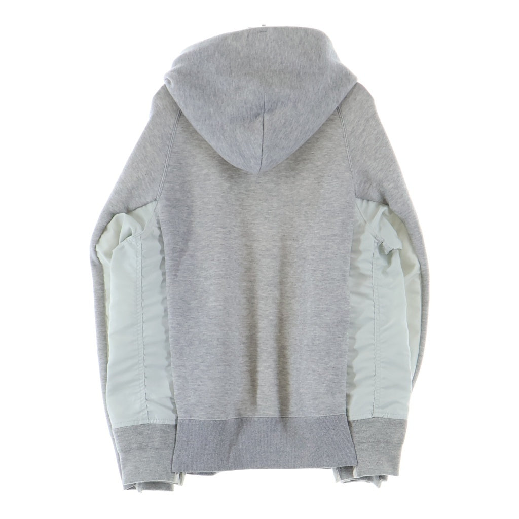 Sacai(サカイ) 25SS ナイロン切替ドッキング フーデッド プルオーバー スウェット パーカー グレー SCM-220