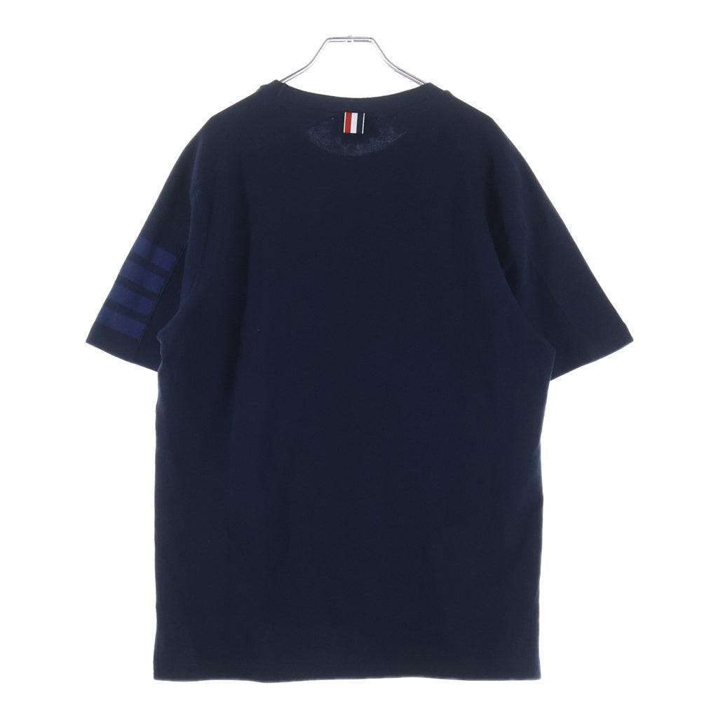 THOM BROWNE(トムブラウン) 袖4BARデザイン クルーネック 半袖スウェット Tシャツ カットソー ネイビー MJS246B-07323-415