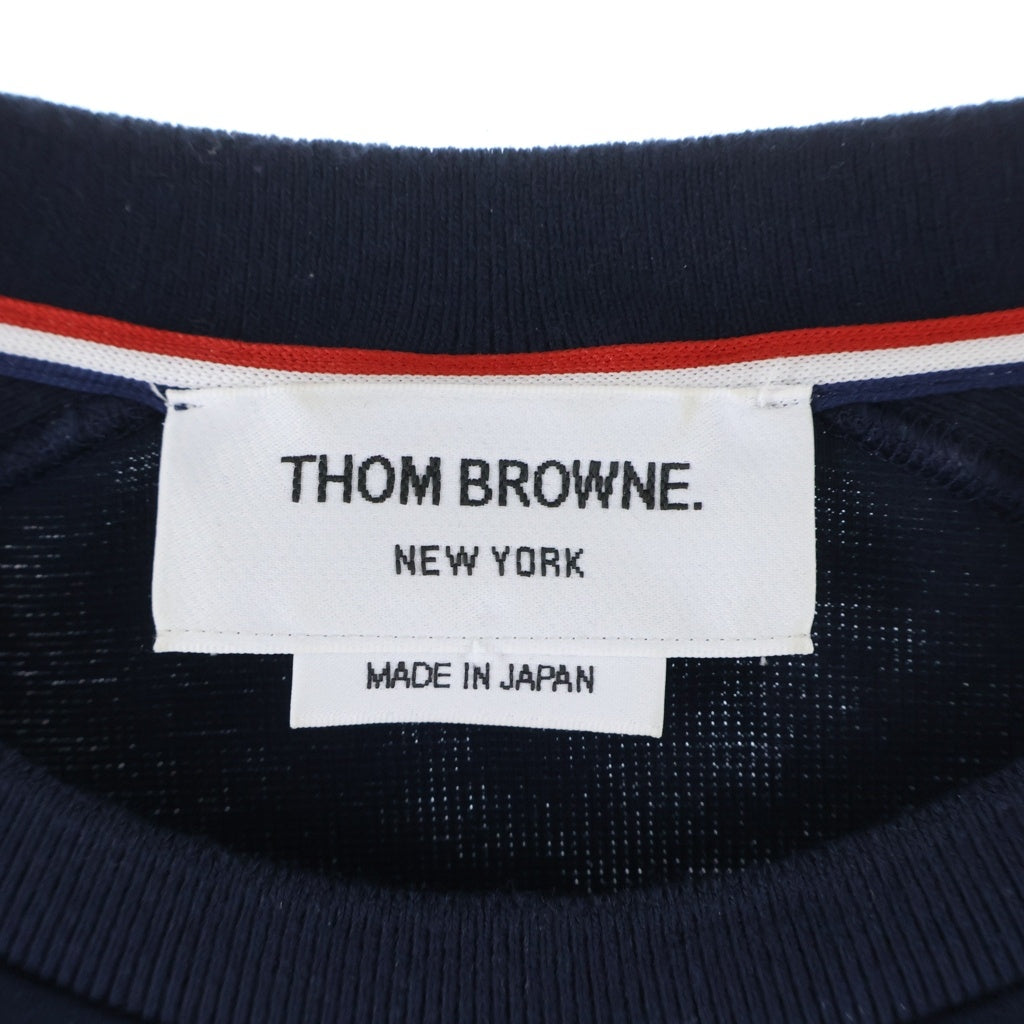 THOM BROWNE(トムブラウン) 袖4BARデザイン クルーネック 半袖スウェット Tシャツ カットソー ネイビー MJS246B-07323-415