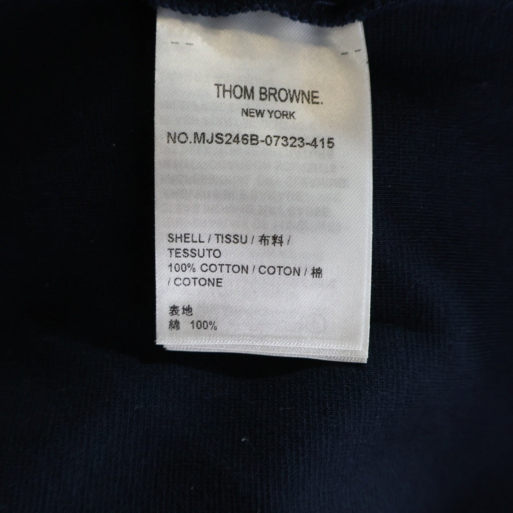 THOM BROWNE(トムブラウン) 袖4BARデザイン クルーネック 半袖スウェット Tシャツ カットソー ネイビー MJS246B-07323-415