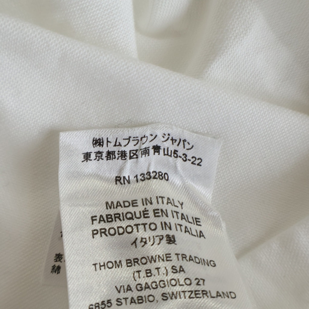 THOM BROWNE(トムブラウン) トリコロールデザイン ボタンダウンカラー ロングスリーブ ボタン 長袖シャツ ホワイト MWL150E-F313-100