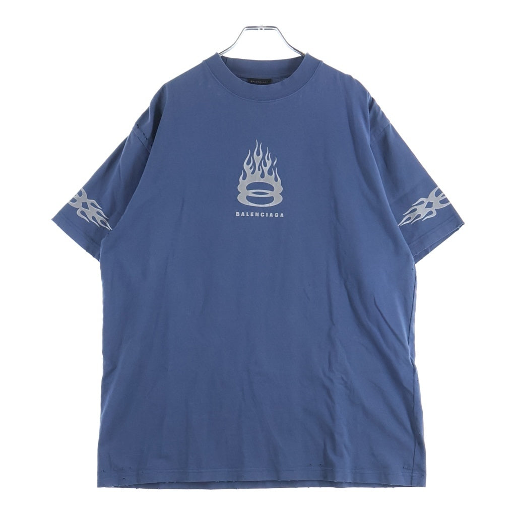 BALENCIAGA(バレンシアガ) 24SS FLAME SHORT SLEEVE T-SHIRT フレイムロゴ半袖Tシャツ カットソー ブルー TQVW7 787349