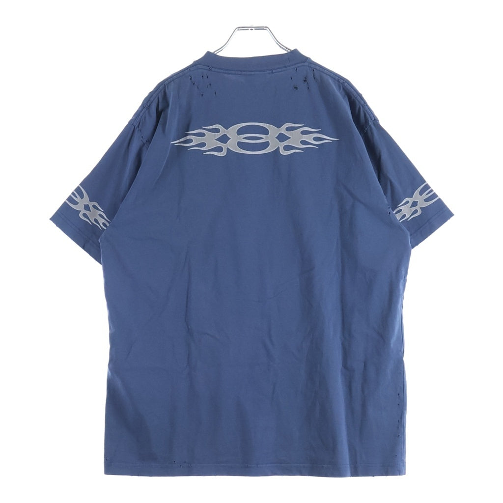 BALENCIAGA(バレンシアガ) 24SS FLAME SHORT SLEEVE T-SHIRT フレイムロゴ半袖Tシャツ カットソー ブルー TQVW7 787349