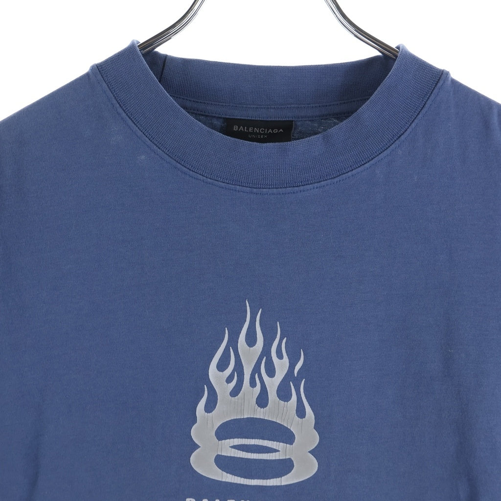 BALENCIAGA(バレンシアガ) 24SS FLAME SHORT SLEEVE T-SHIRT フレイムロゴ半袖Tシャツ カットソー ブルー TQVW7 787349