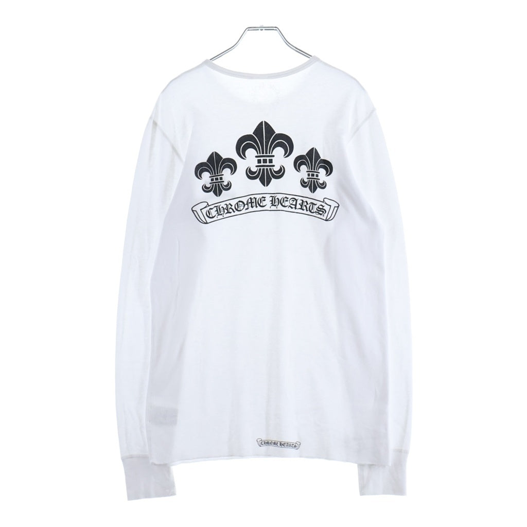 CHROME HEARTS(クロムハーツ) BSフレア スクロールラベル クルーネック 長袖Tシャツ カットソー ロングスリーブ コットン ホワイト