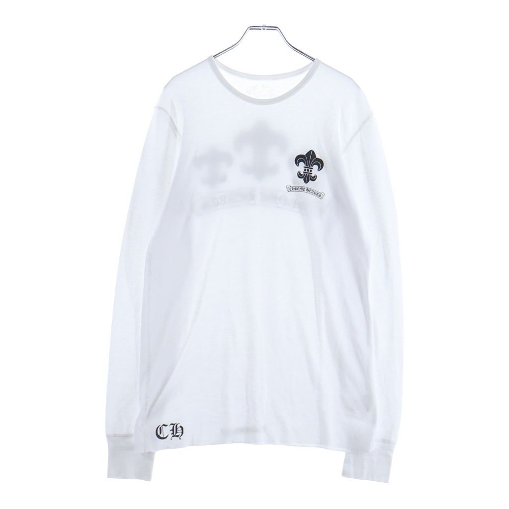 CHROME HEARTS(クロムハーツ) BSフレア スクロールラベル クルーネック 長袖Tシャツ カットソー ロングスリーブ コットン ホワイト