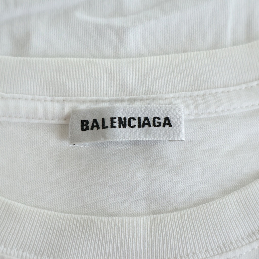 BALENCIAGA(バレンシアガ) ロゴプリント クルーネック 半袖Tシャツ カットソー レディース ホワイト 556107 TYK28