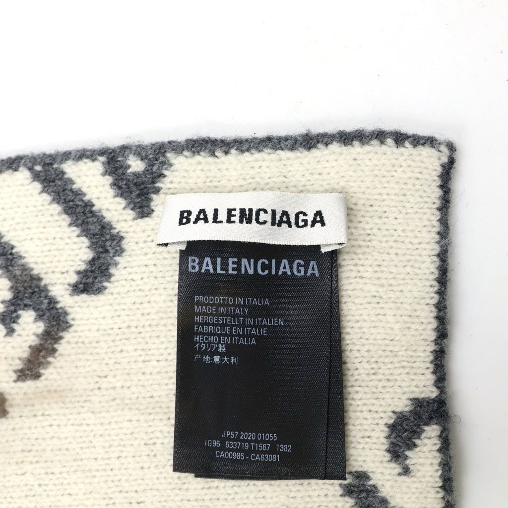 BALENCIAGA(バレンシアガ) 20AW ALLOVER LOGO オールオーバーロゴ スカーフ マフラー ウール グレー 633719 T1567