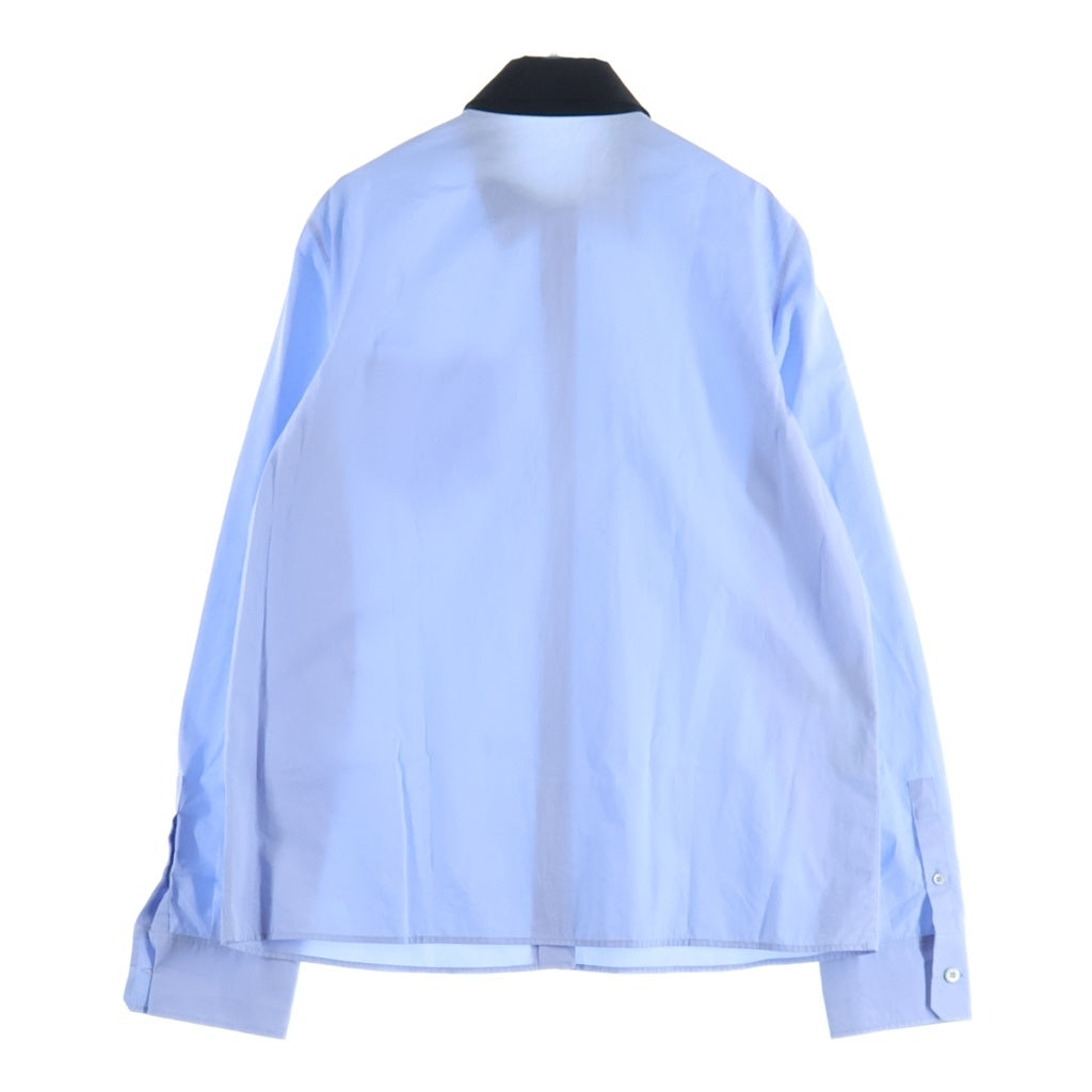 PRADA(プラダ) 襟ロゴプリント バイカラー クレリック長袖シャツ ブルー P438GG レディース