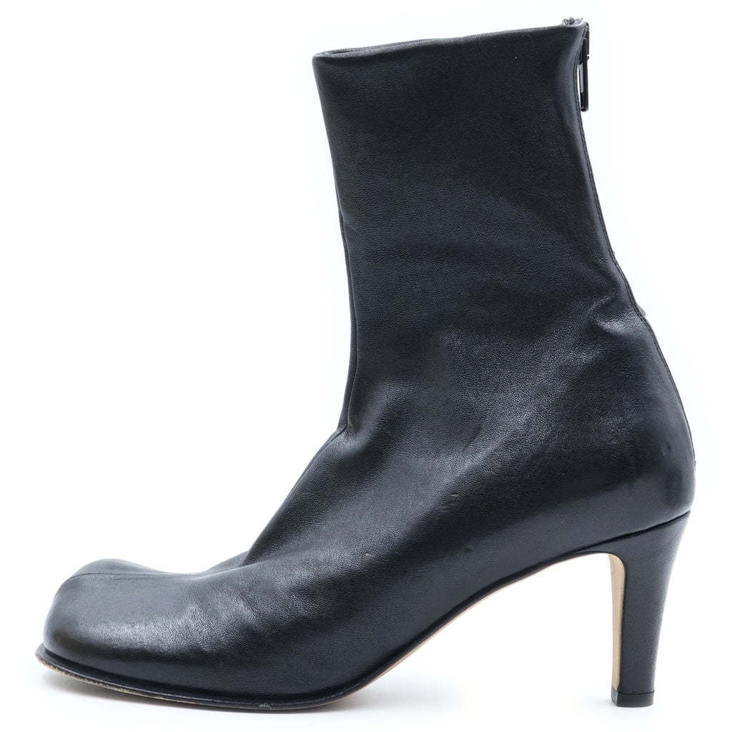 BOTTEGA VENETA(ボッテガヴェネタ) ブロックアンクル スクエアトゥ レザーヒールブーツ レディース ブラック