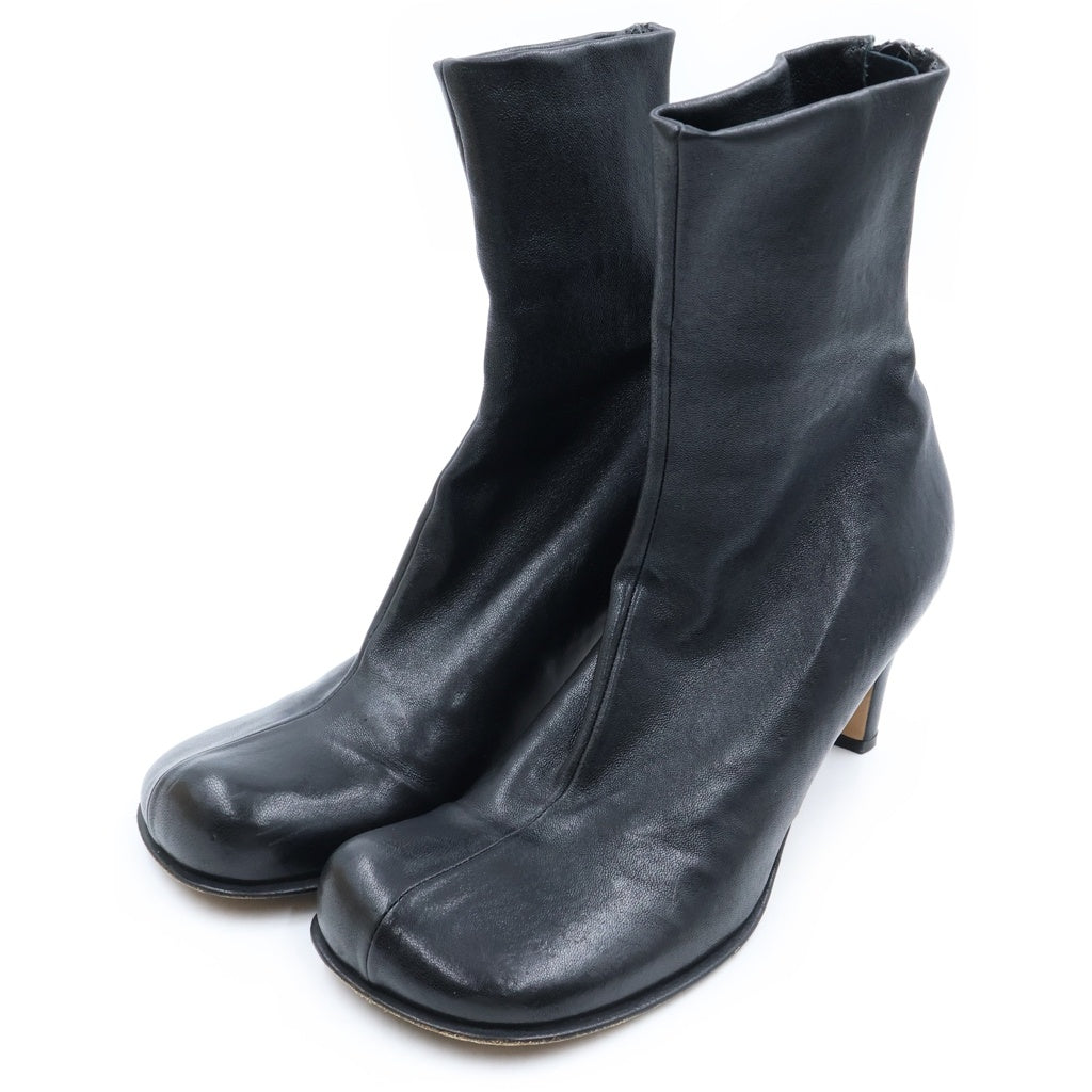 BOTTEGA VENETA(ボッテガヴェネタ) ブロックアンクル スクエアトゥ レザーヒールブーツ レディース ブラック