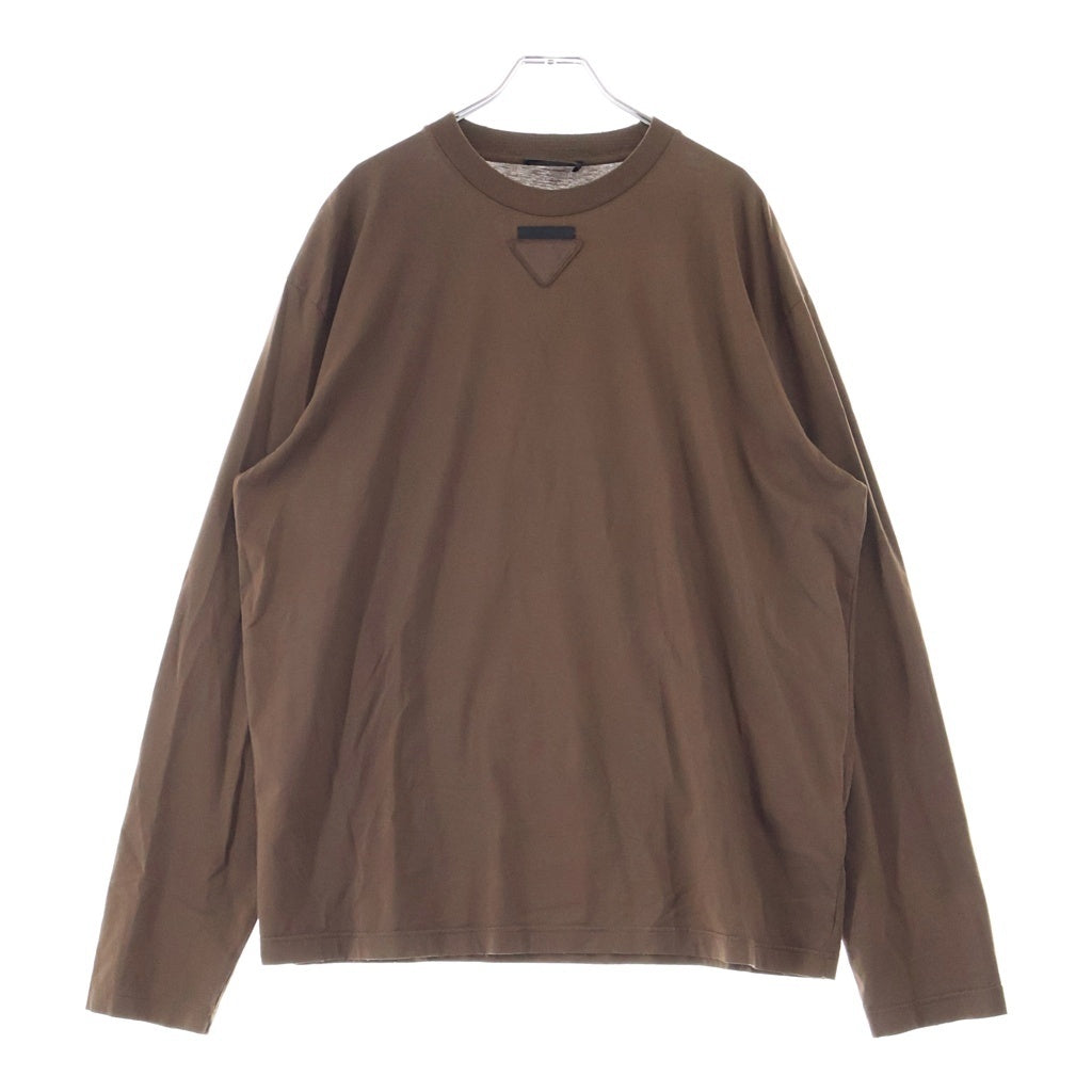 PRADA(プラダ) 25SS フロントトライバルパッチ クルーネック ロングスリーブ 長袖Tシャツカットソー ブラウン UJL45C