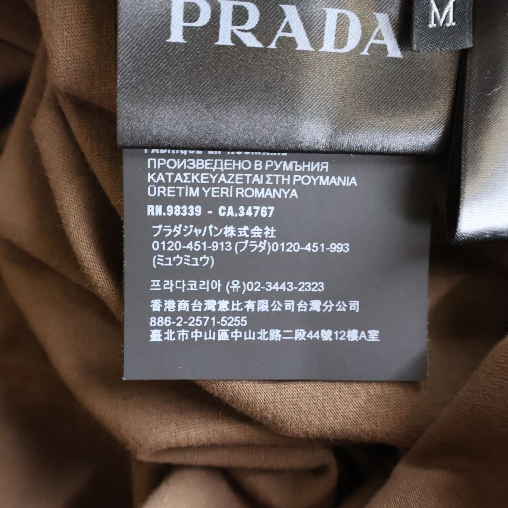 PRADA(プラダ) 25SS フロントトライバルパッチ クルーネック ロングスリーブ 長袖Tシャツカットソー ブラウン UJL45C