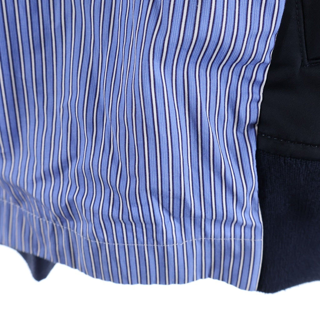 Sacai(サカイ) 25SS Cotton Poplin Pullover コットン ポプリン ストライプ プルオーバー 半袖Tシャツ ライトブルー 25-03688M