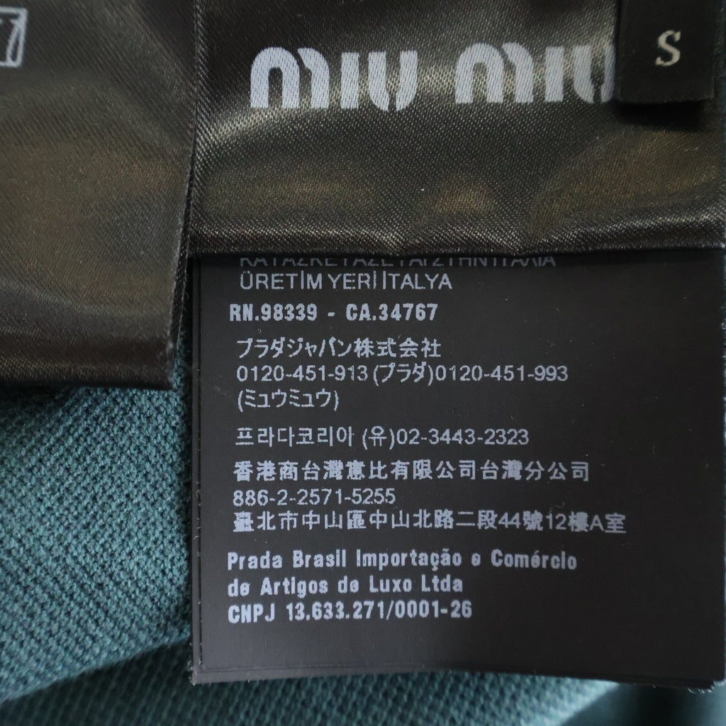 miumiu(ミュウミュウ) 24SS Cotton Piqu Polo Shirt コットン 長袖ポロシャツ ロゴ グリーン MJL019