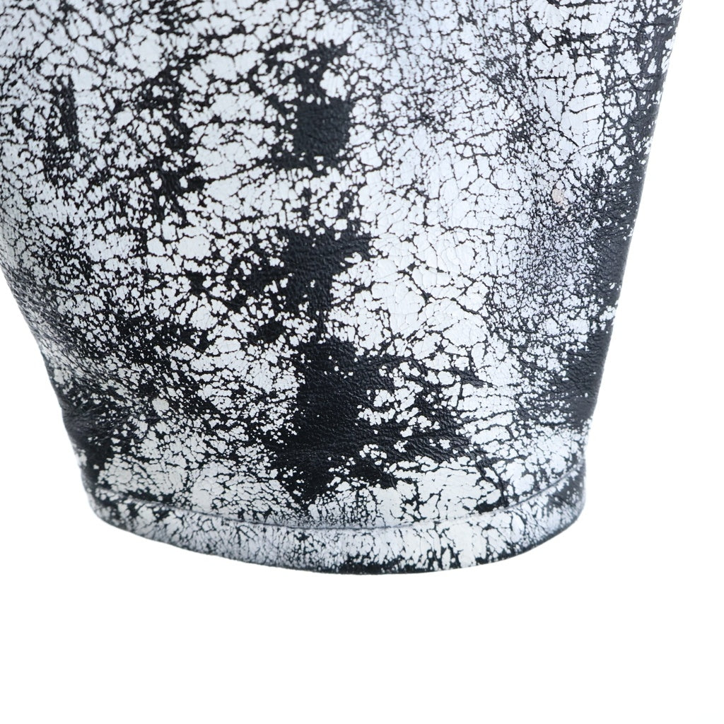 DIESEL(ディーゼル) 24SS L-PYLON-A ペンキ加工 ジップアップ ラム レザージャケット ホワイト/ブラック A135536