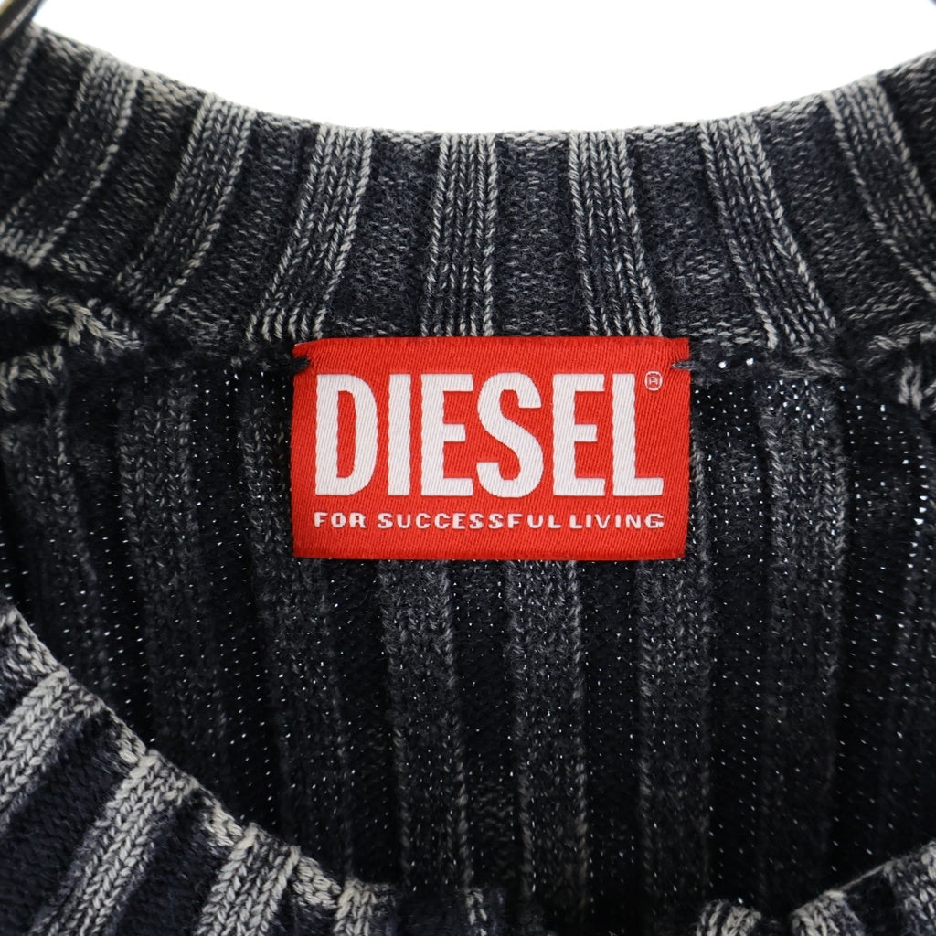 DIESEL(ディーゼル) K-MATTY リブニット ジップアップ カーディガン ブラック A17464