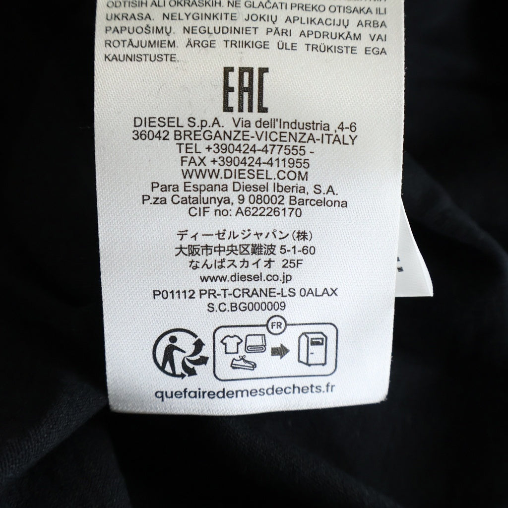 DIESEL(ディーゼル) ×Tom of Finland PR-T-CRANE-LS トム オブ フィンランド パッチワーク ロングスリーブ 長袖Tシャツカットソー ブラック P01112
