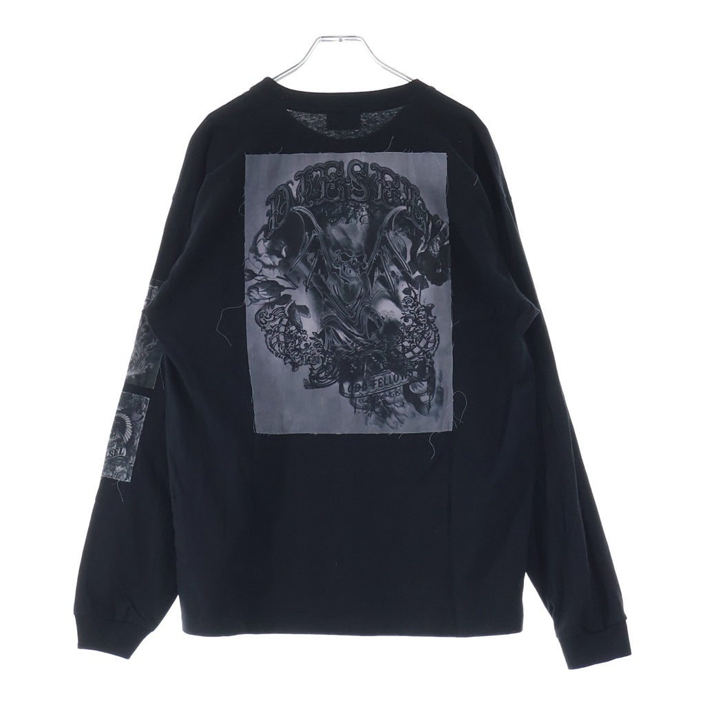 DIESEL(ディーゼル) T-BOXT-LS-Q10 グラフィックプリント パッチワーク ロングスリーブ 長袖Tシャツカットソー ブラック A14876