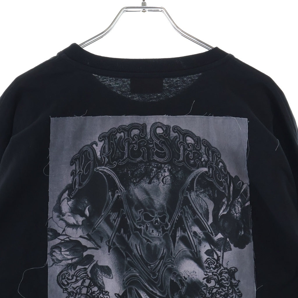 DIESEL(ディーゼル) T-BOXT-LS-Q10 グラフィックプリント パッチワーク ロングスリーブ 長袖Tシャツカットソー ブラック A14876