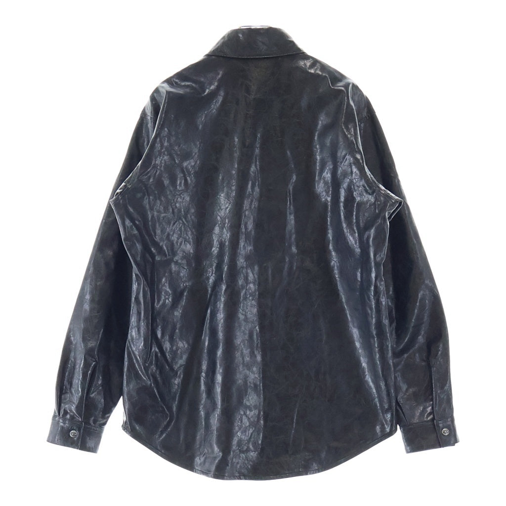 DIESEL(ディーゼル) S-SIMPLY-QMBU フェイクレザー ボタンダウン 長袖シャツ ブラック A20021