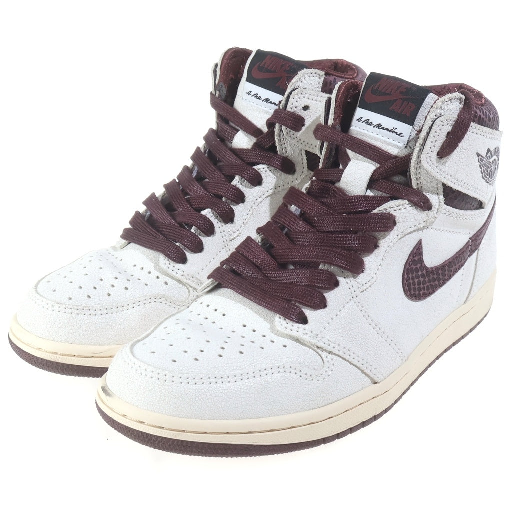NIKE(ナイキ) ×A Ma Maniere AIR JORDAN 1 RETRO HIGH OG SAIL AND BURGUNDY DO7097-100 アママニエール エアジョーダン1 レトロ セイルアンドバーガンディ アイボリー/ブラウン US7.5/25.5cm