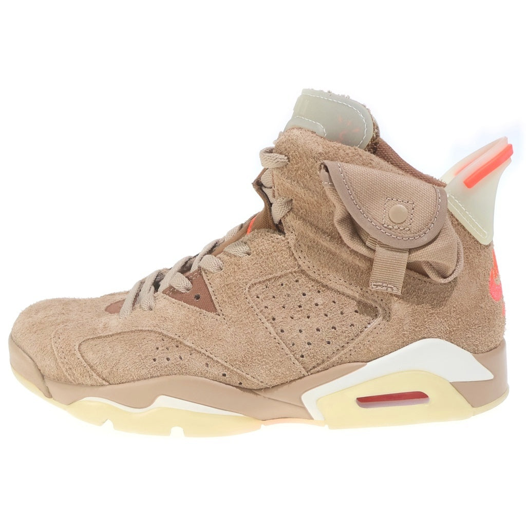 NIKE(ナイキ) ×Travis Scott AIR JORDAN 6 BRITISH KHAKI トラヴィススコット エアジョーダン6 ブリティッシュカーキ ハイカットスニーカー ブラウン US7.5/25.5cm DH0690-200