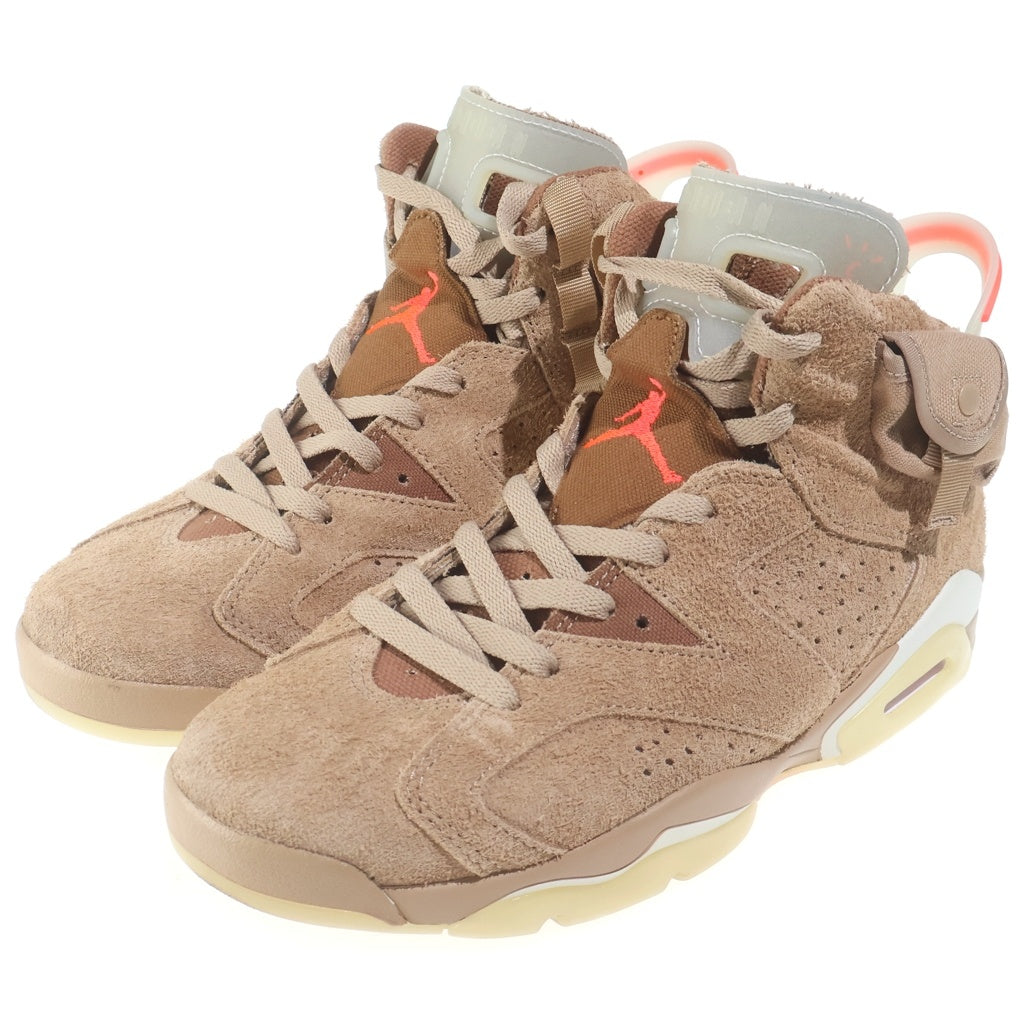 NIKE(ナイキ) ×Travis Scott AIR JORDAN 6 BRITISH KHAKI トラヴィススコット エアジョーダン6 ブリティッシュカーキ ハイカットスニーカー ブラウン US7.5/25.5cm DH0690-200