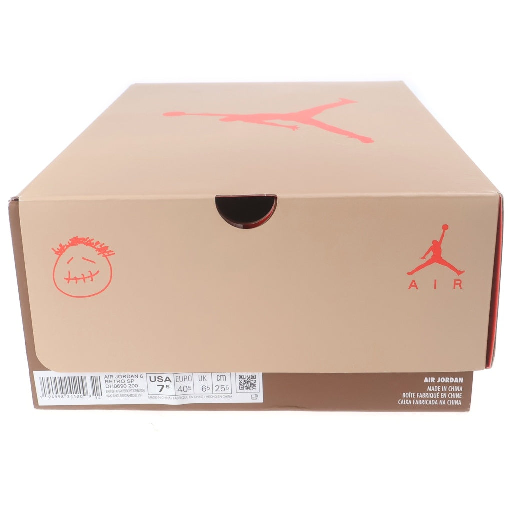 NIKE(ナイキ) ×Travis Scott AIR JORDAN 6 BRITISH KHAKI トラヴィススコット エアジョーダン6 ブリティッシュカーキ ハイカットスニーカー ブラウン US7.5/25.5cm DH0690-200