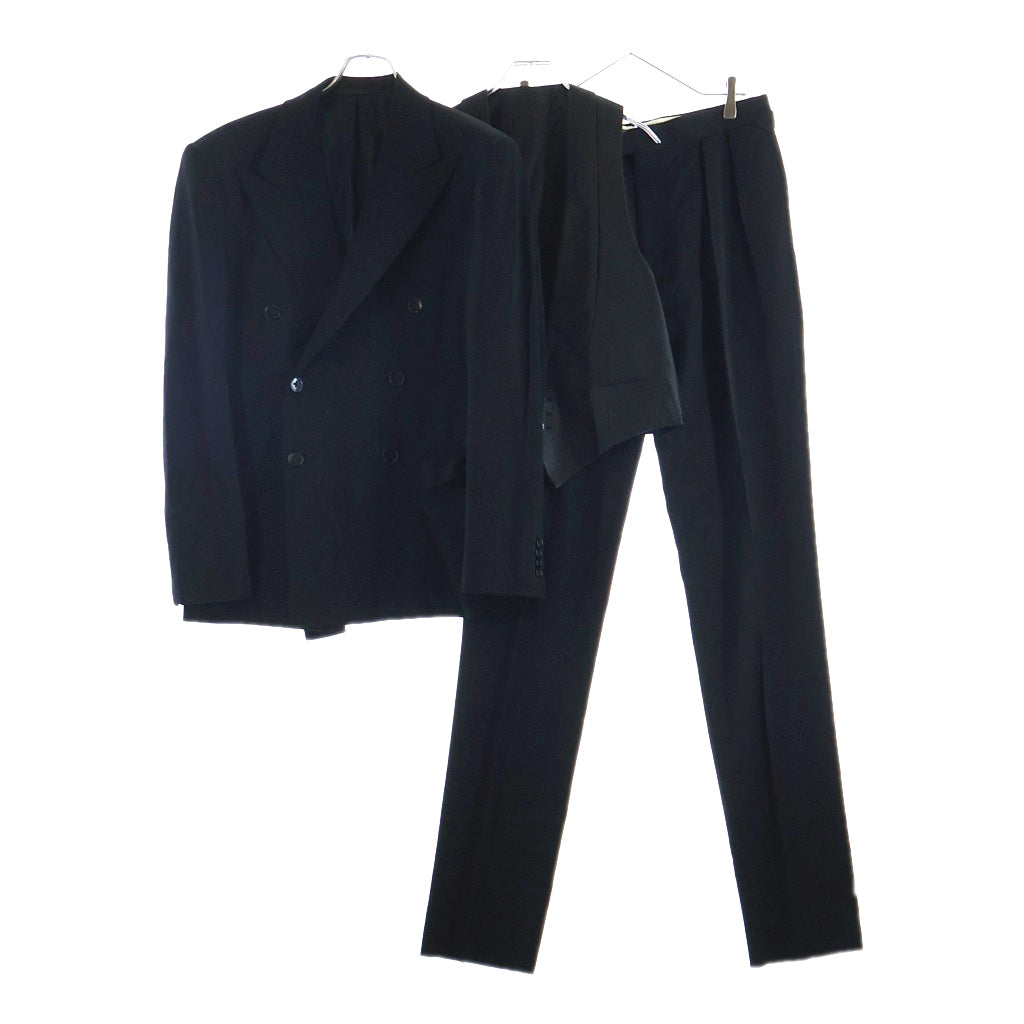 RALPH LAUREN PURPLE LABEL(ラルフローレン パープルレーベル) 3B ピークドラペル ダブル 3ピース テーラードジャケット ベスト スラックスパンツ ブラック