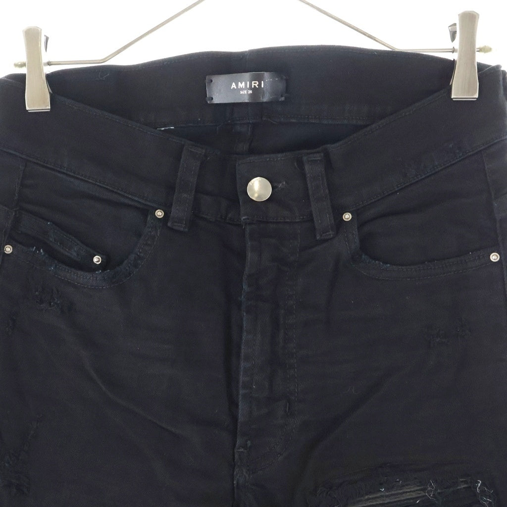 AMIRI(アミリ) ダメージ加工 ストレッチ スリムテーパードパンツ スキニーパンツ ブラック